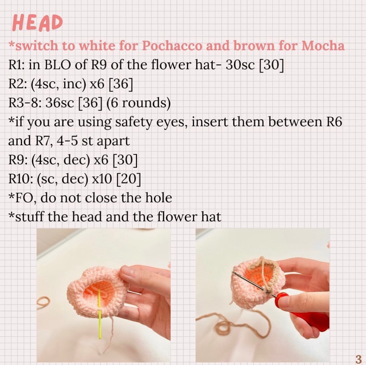 Free Amigurumi Pattern: Pochacco and Mocha with Flower Hats