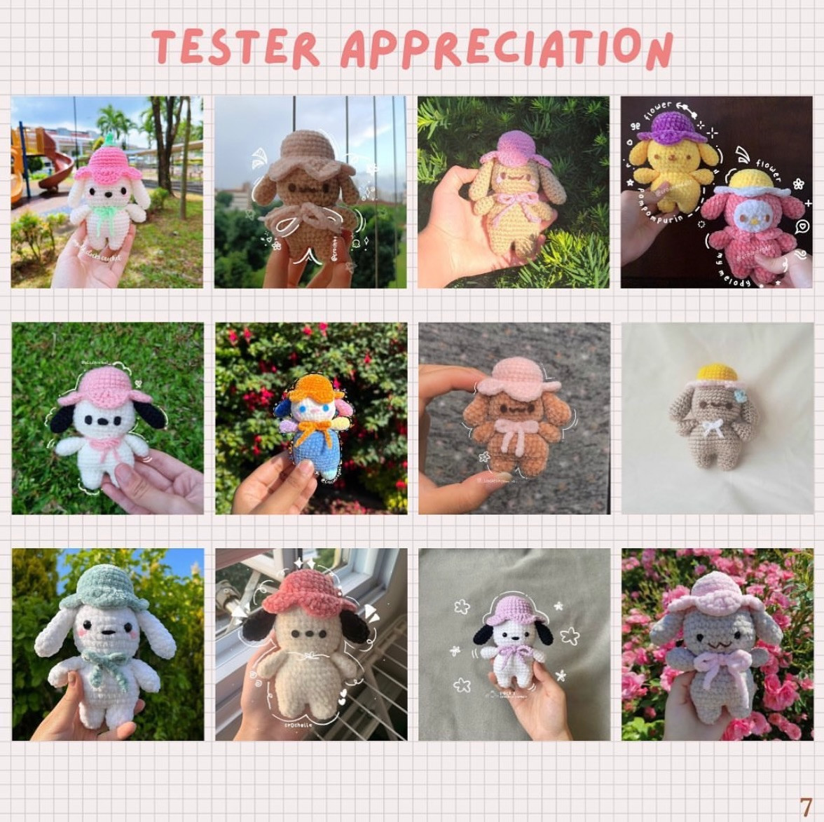 Free Amigurumi Pattern: Pochacco and Mocha with Flower Hats