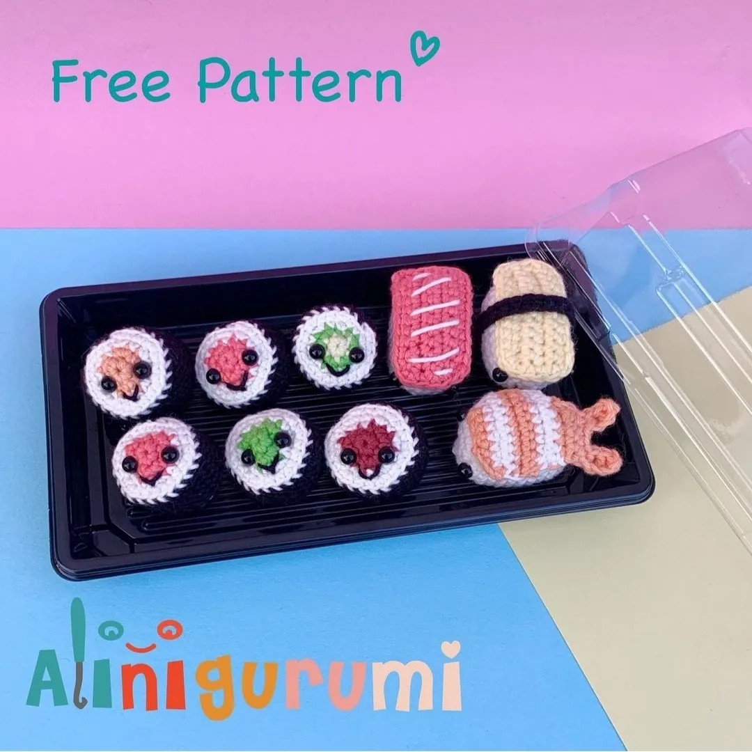 Free Amigurumi Sushi Maki Crochet Pattern by Alinigurumi