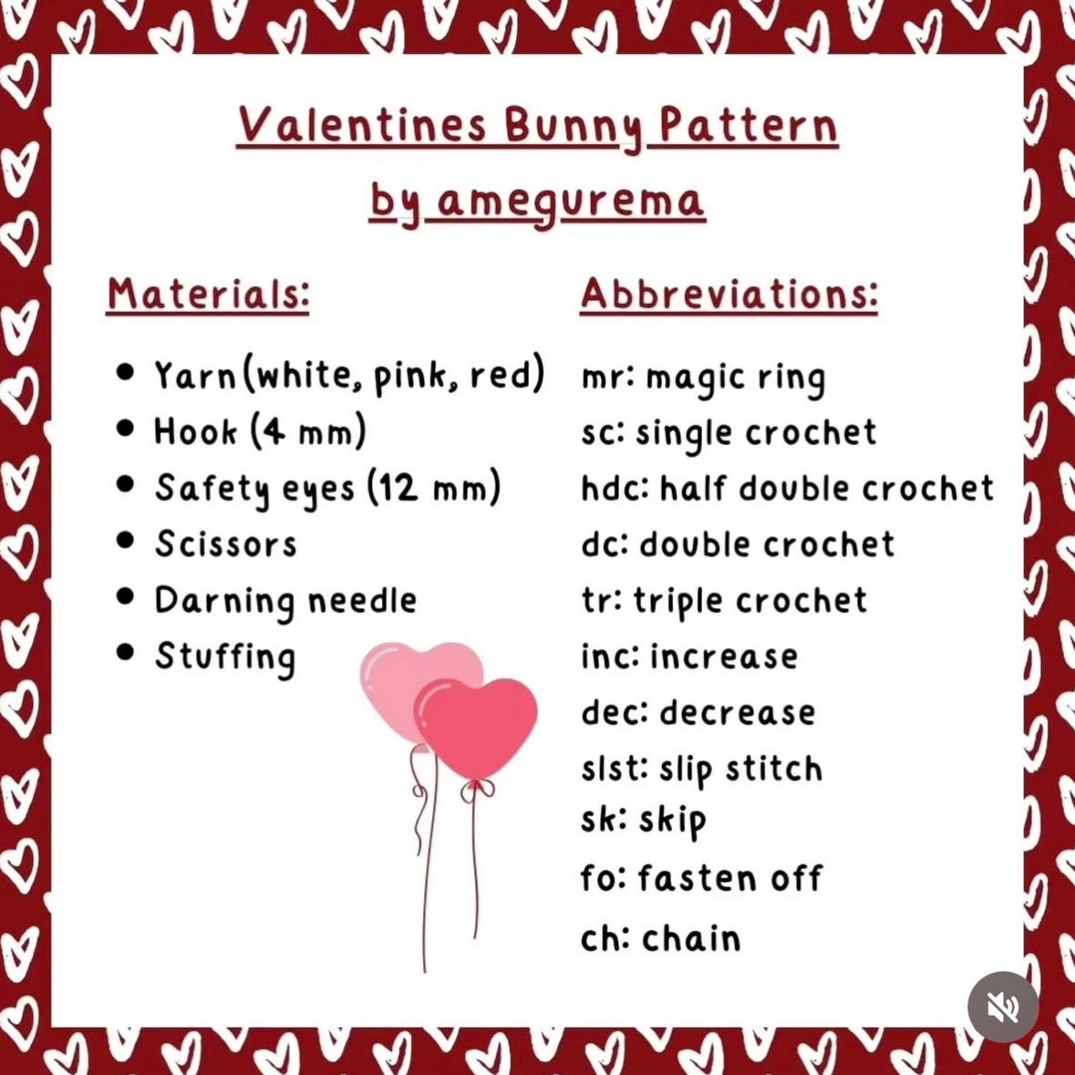 Free Amigurumi Valentine Bunny Crochet Pattern by amegurema