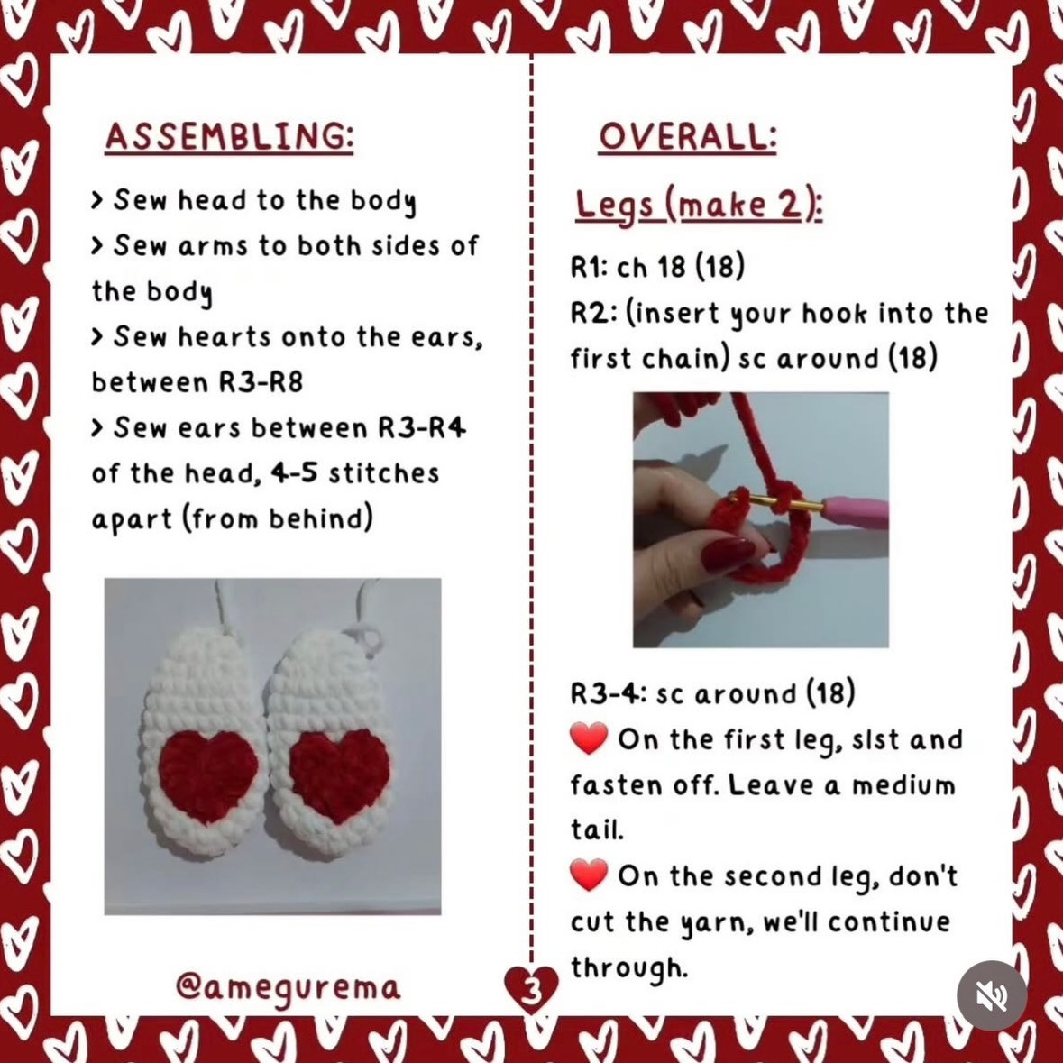 Free Amigurumi Valentine Bunny Crochet Pattern by amegurema