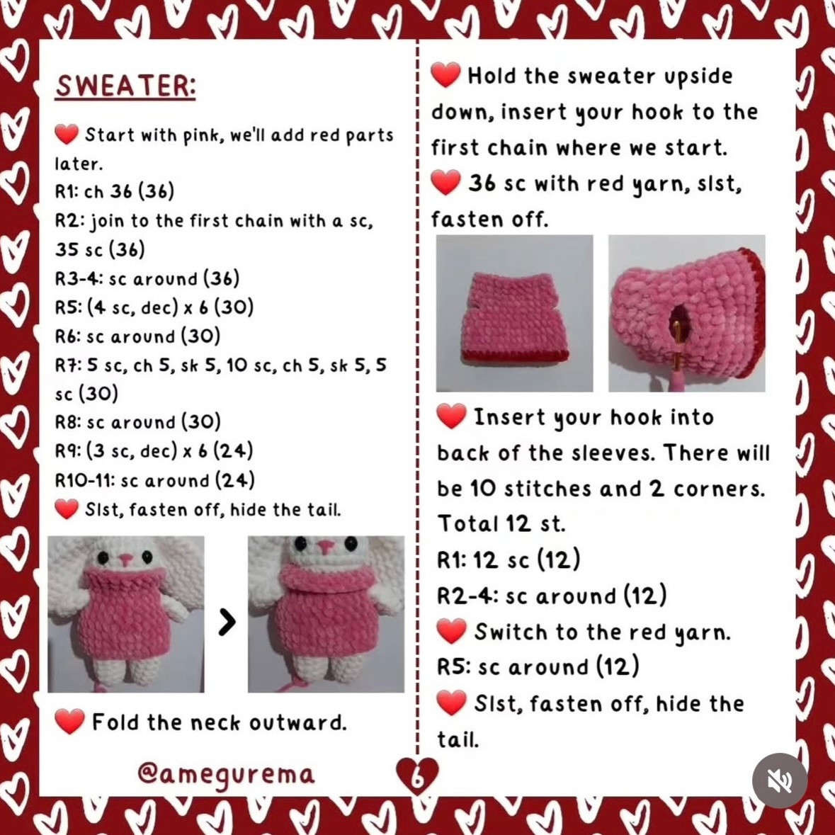 Free Amigurumi Valentine Bunny Crochet Pattern by amegurema