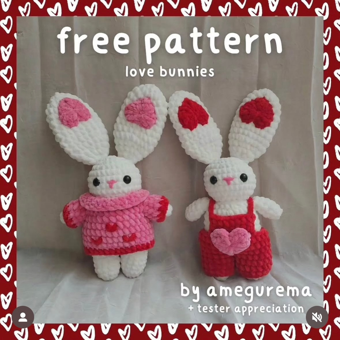 Free Amigurumi Valentine Bunny Crochet Pattern by amegurema