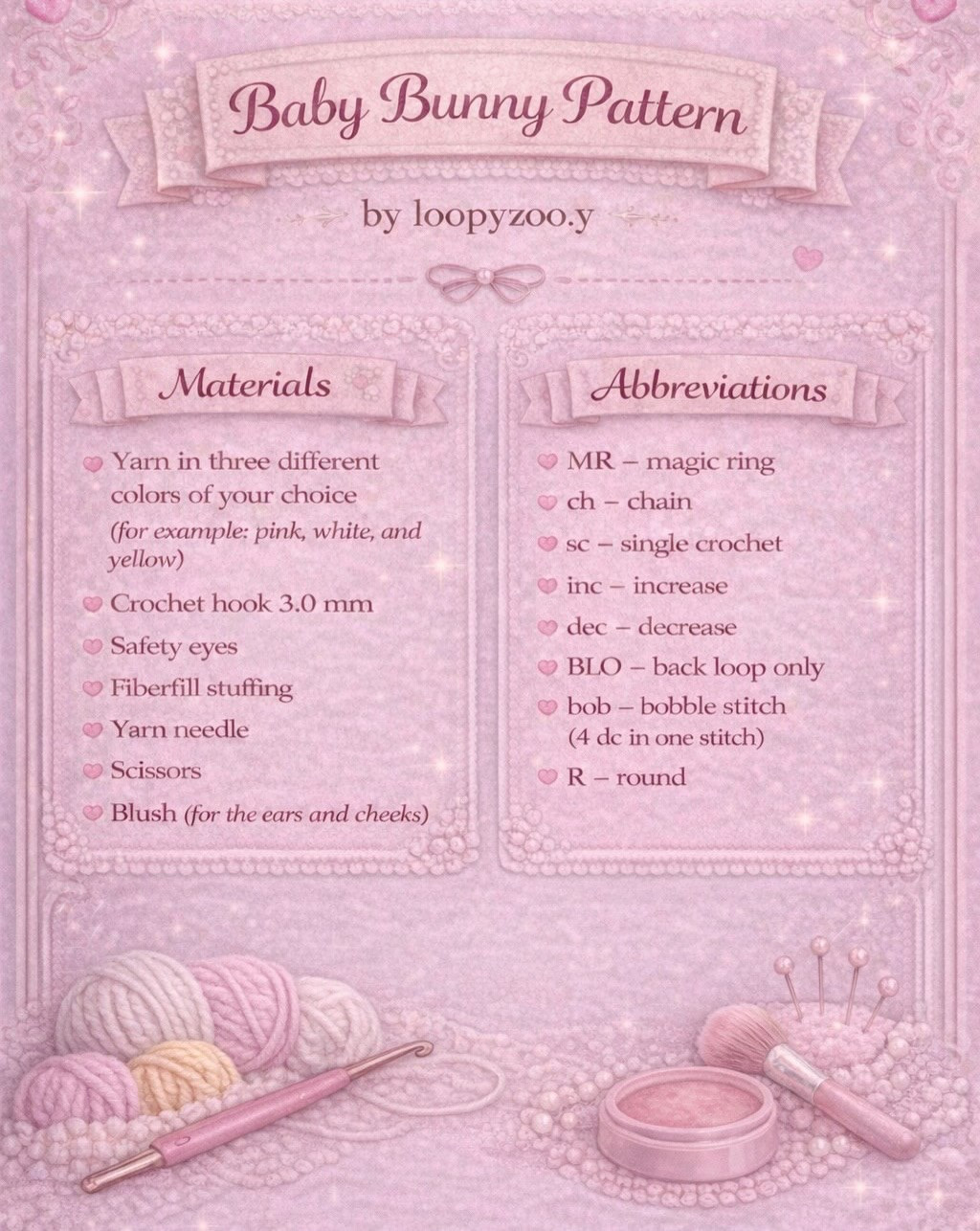 Free Baby Bunny Amigurumi Crochet Pattern by loopyzoo.y
