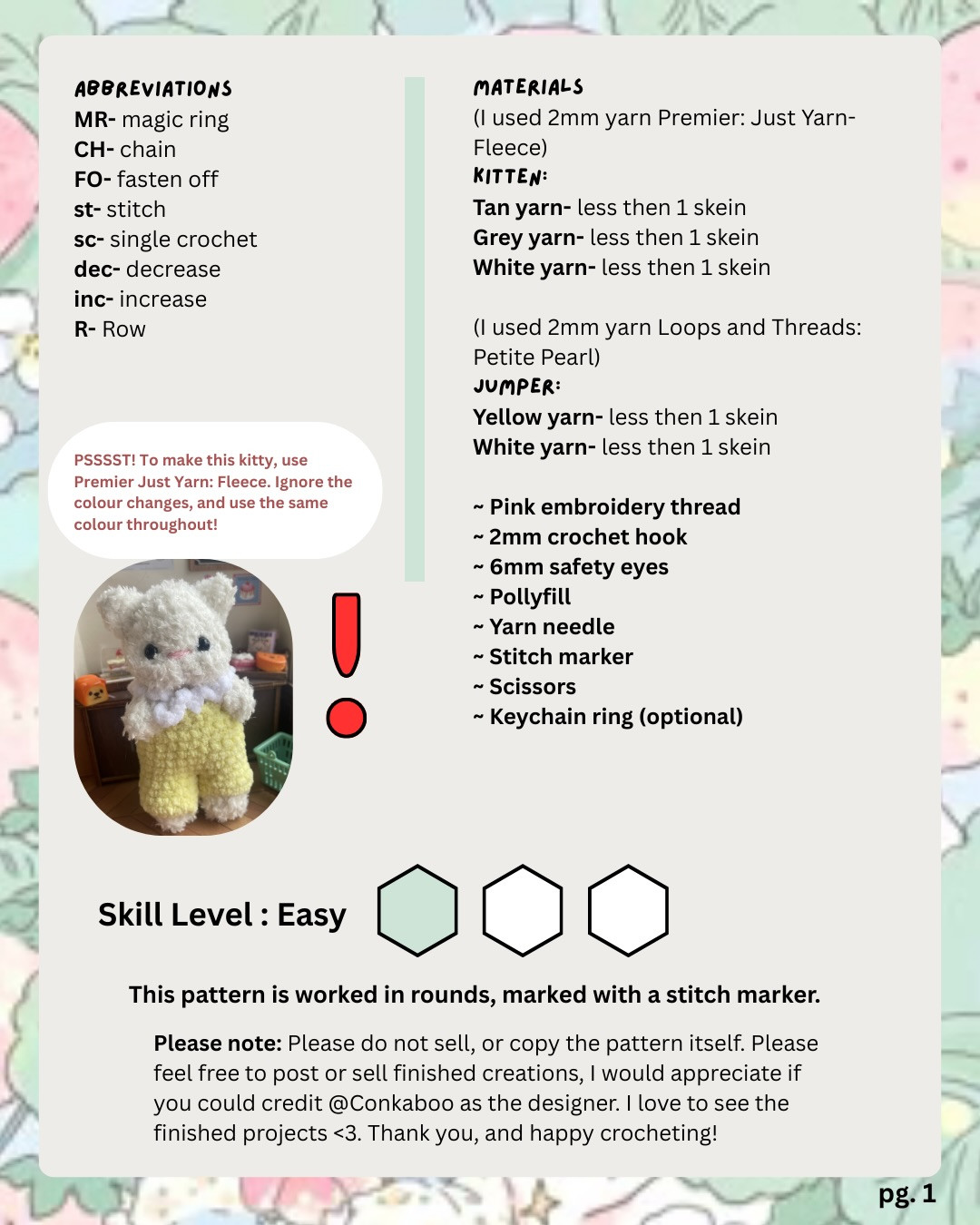 Free Baby Kitten Crochet Pattern: Calico Amigurumi Doll with Purple Jumper Tutorial
