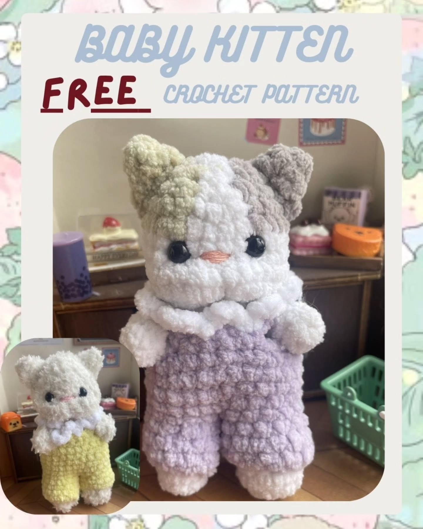 Free Baby Kitten Crochet Pattern: Easy Amigurumi Tutorial with Materials and Step-by-Step Instructions