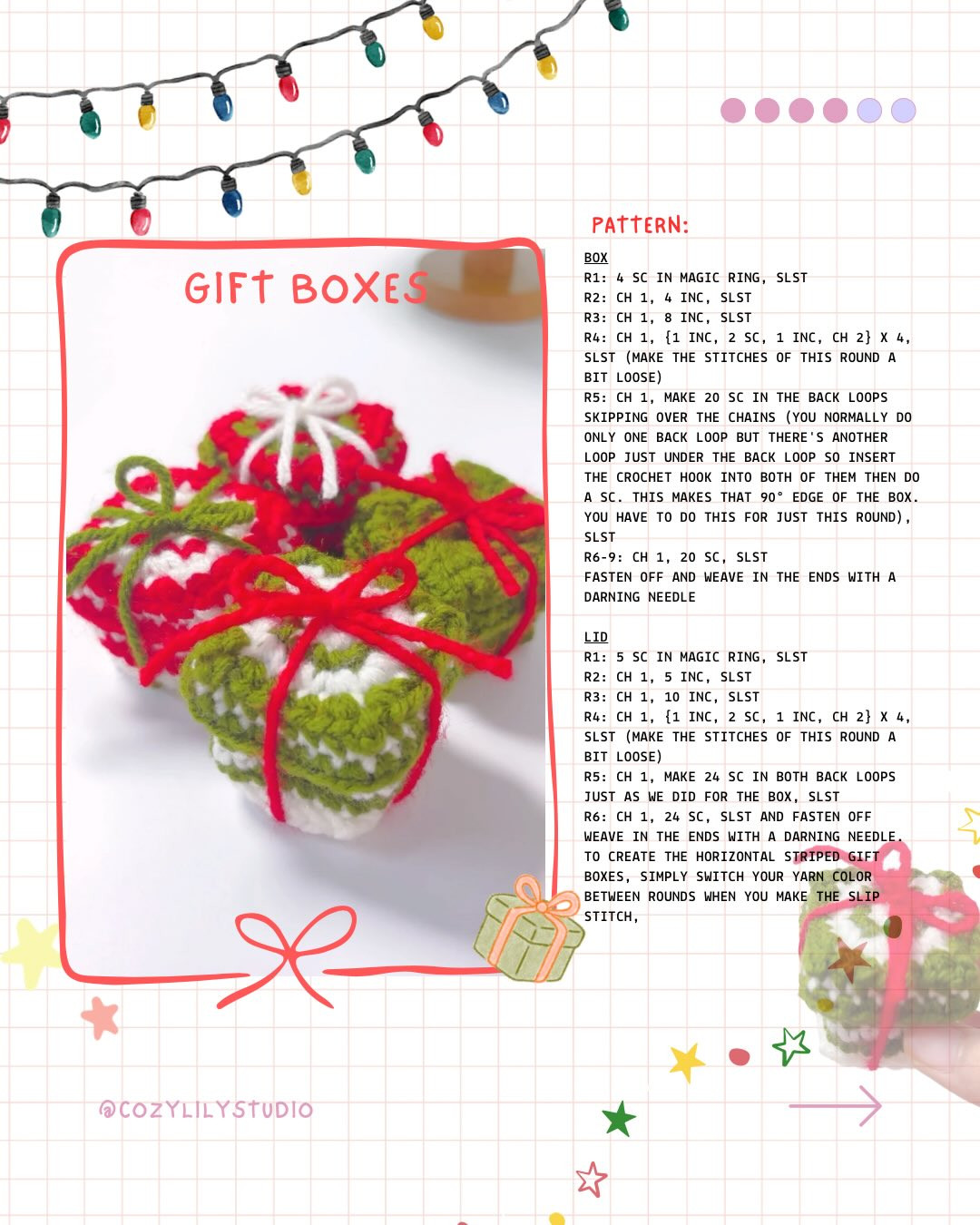 Free Christmas Crochet Patterns: Mini Tree, Star, Gift Boxes and Ornaments