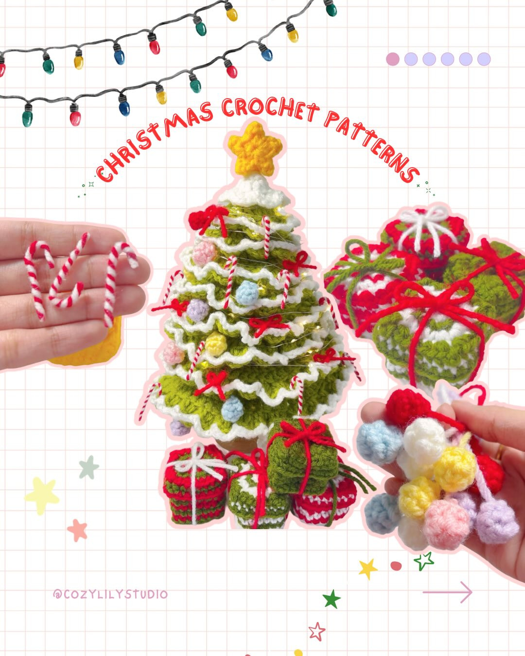 Free Christmas Crochet Patterns: Mini Tree, Star, Gift Boxes and Ornaments