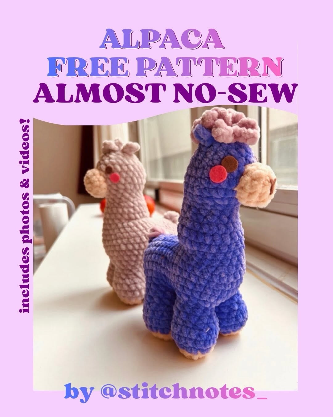 Free Crochet Alpaca Pattern: Almost No-Sew Amigurumi Doll Tutorial by Stitchnotes
