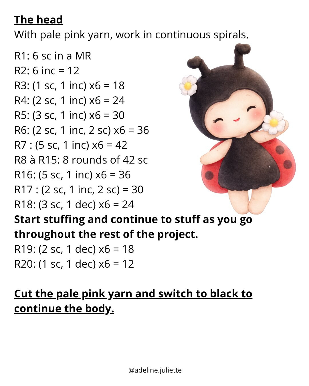 Free Crochet Amigurumi Ladybug Doll Pattern - Part 1 Materials & Intro