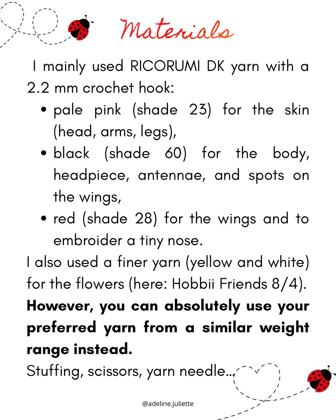 Free Crochet Amigurumi Ladybug Doll Pattern - Part 1 Materials & Intro