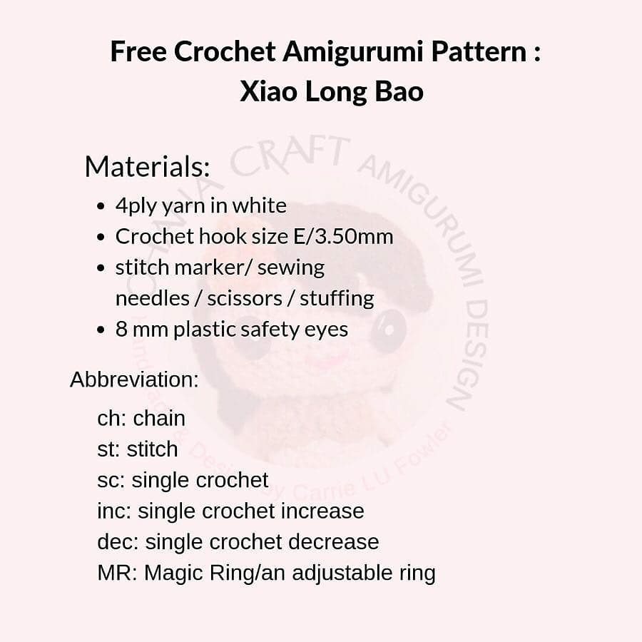 Free Crochet Amigurumi Pattern: Xiao Long Bao