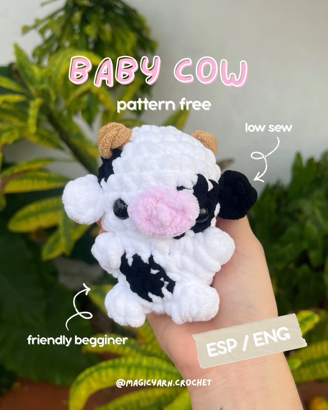 Free Crochet Baby Cow Amigurumi Pattern (ESP/ENG) - Beginner Friendly Chenille Doll