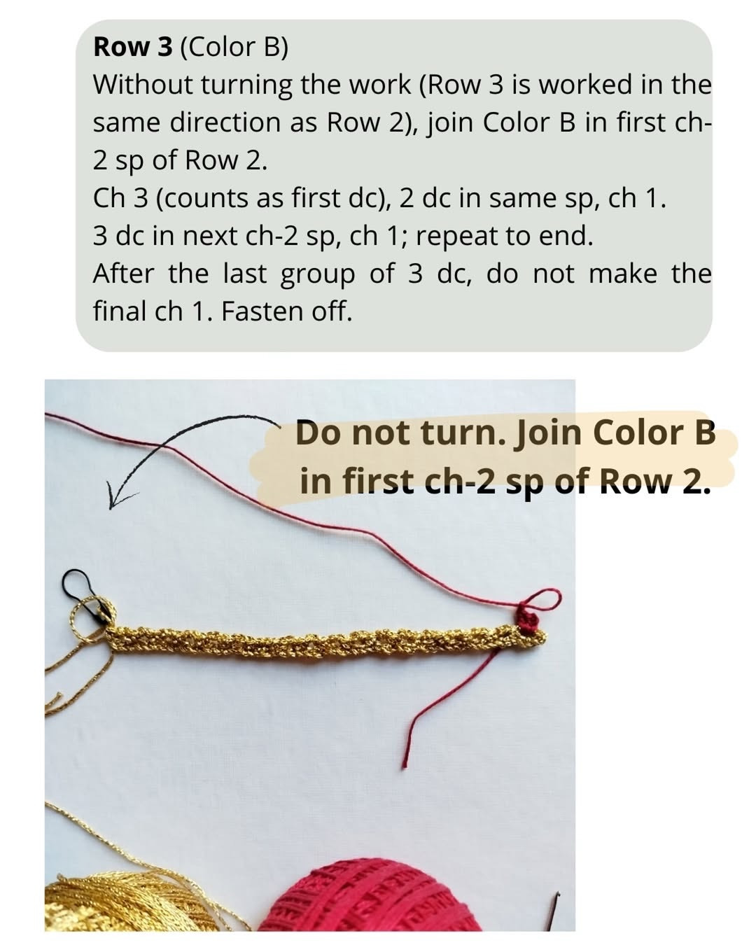Free Crochet Bracelet Pattern: Golden Thread and Red Cotton Design