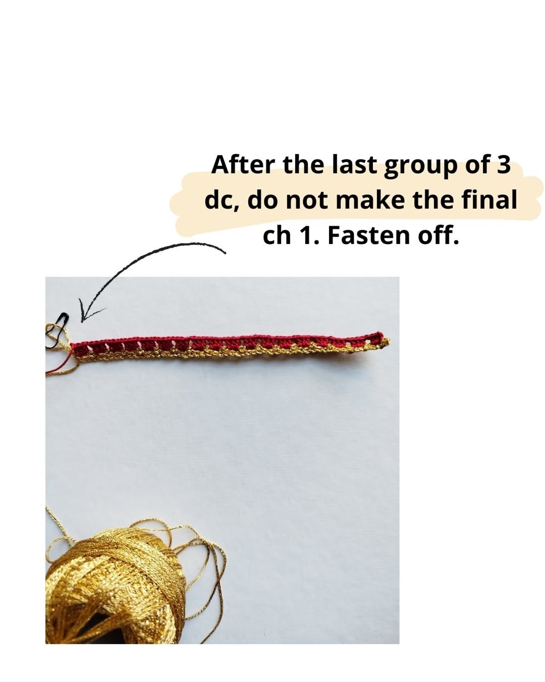 Free Crochet Bracelet Pattern: Golden Thread and Red Cotton Design