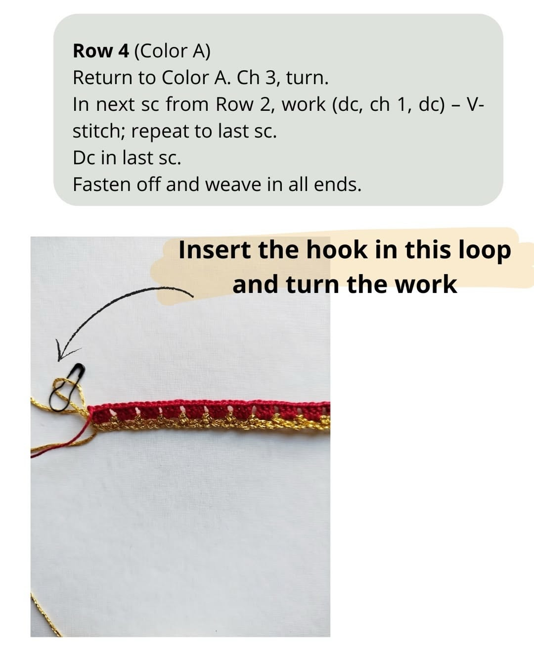 Free Crochet Bracelet Pattern: Golden Thread and Red Cotton Design