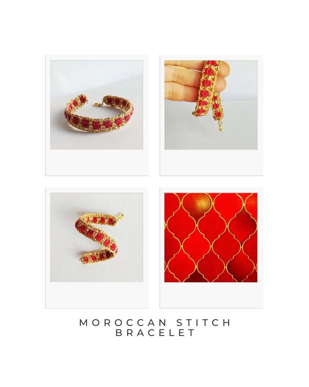 Free Crochet Bracelet Pattern: Golden Thread and Red Cotton Design