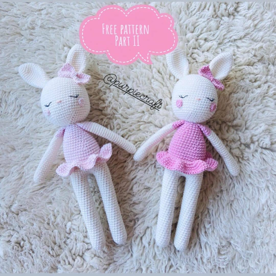 Free Crochet Bunny Doll Pattern Part II: Skirt and Claps Instructions