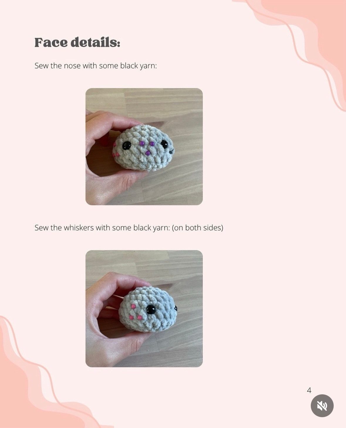 Free Crochet Kitty Keychain Pattern - Cute Amigurumi Cat Head Tutorial with Chenille Yarn Instructions