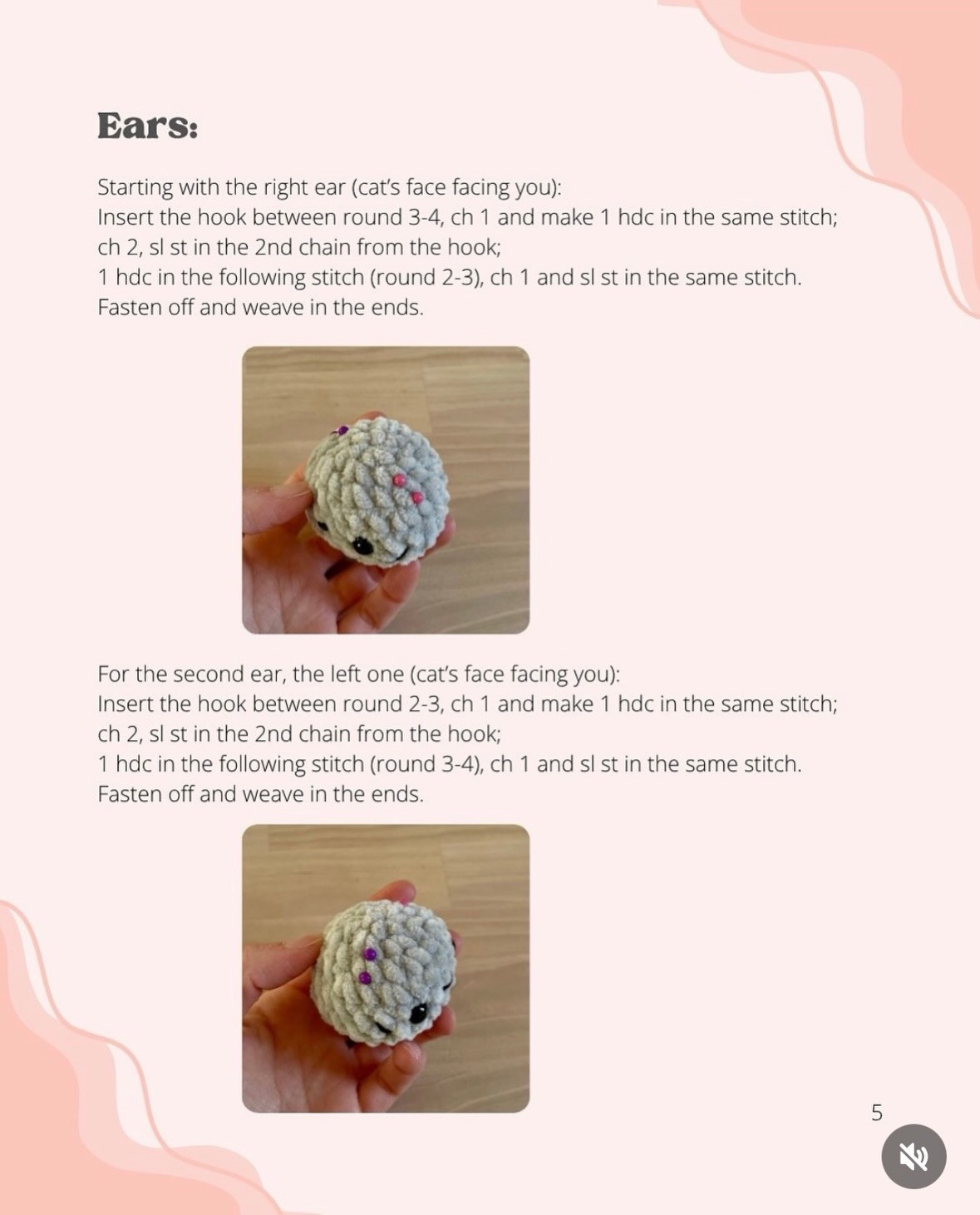 Free Crochet Kitty Keychain Pattern - Cute Amigurumi Cat Head Tutorial with Chenille Yarn Instructions