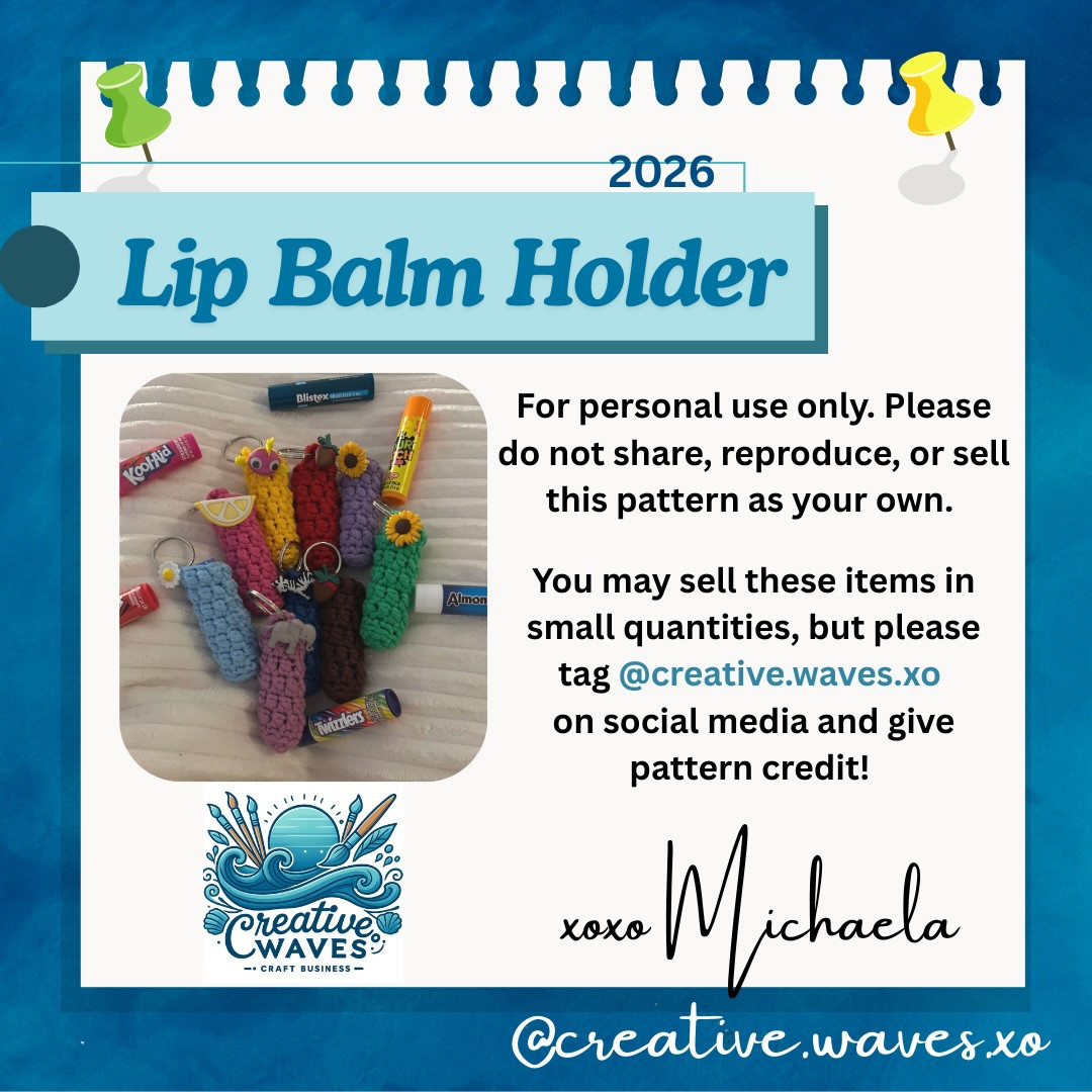 Free Crochet Lip Balm Holder Pattern with Keyring and Charms