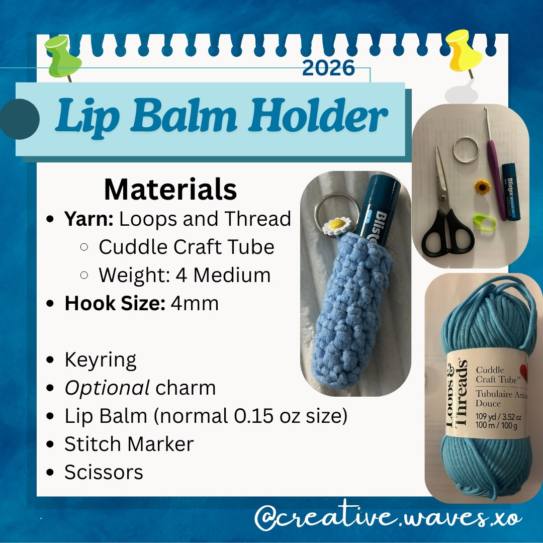 Free Crochet Lip Balm Holder Pattern with Keyring and Charms