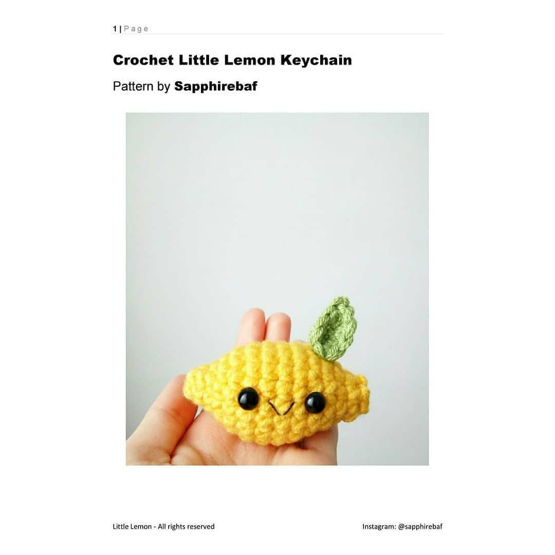Free Crochet Little Lemon Keychain Pattern by Sapphirebaf