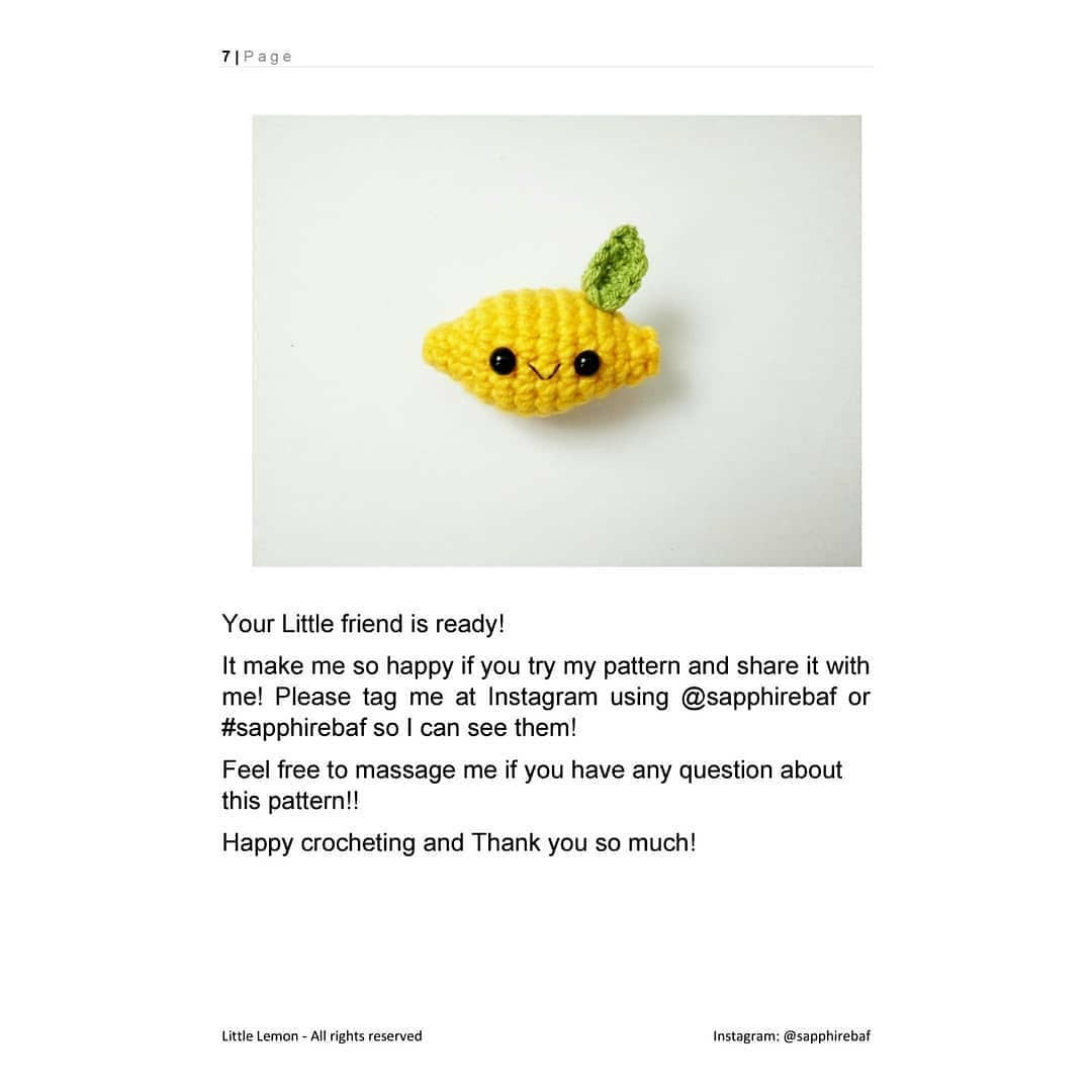 Free Crochet Little Lemon Keychain Pattern by Sapphirebaf