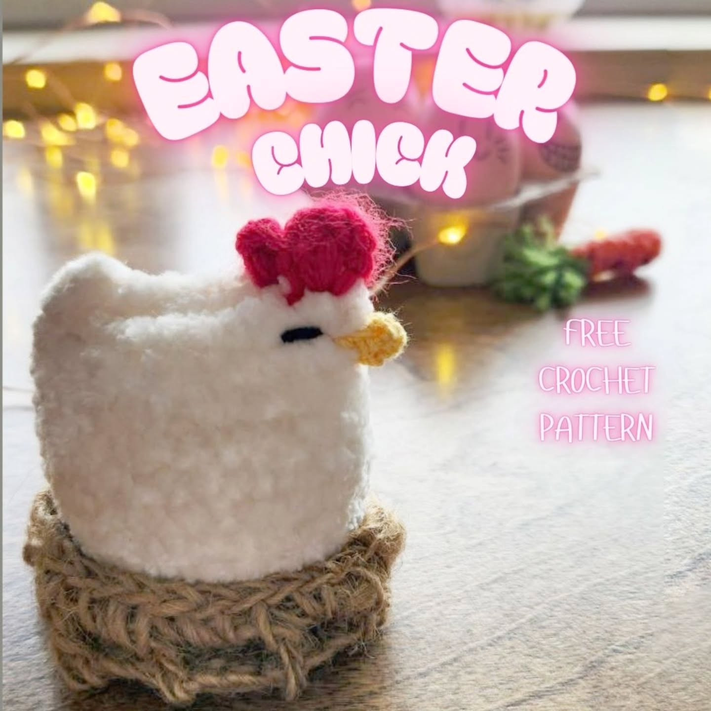 Free Crochet Pattern: Adorable Easter Chick in Jute Basket - Beginner Level