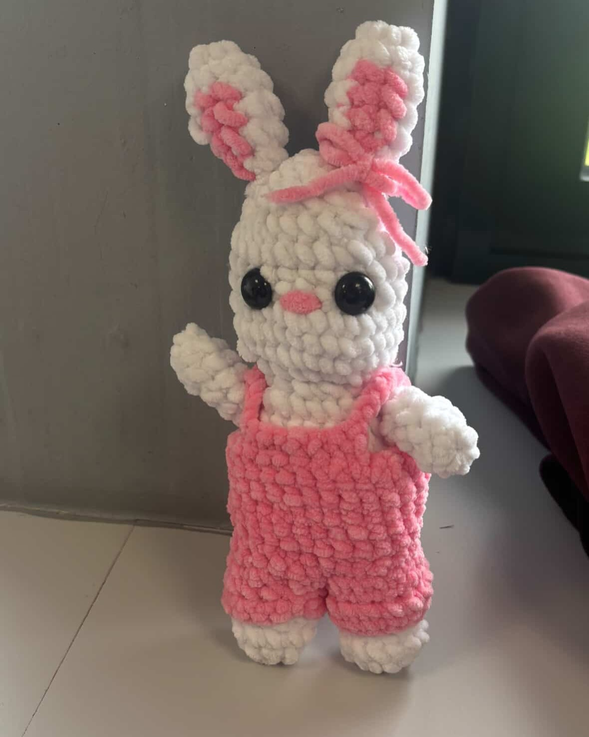 Free Crochet Pattern: Baby Bunny Amigurumi with Green Jumper by Conakboo