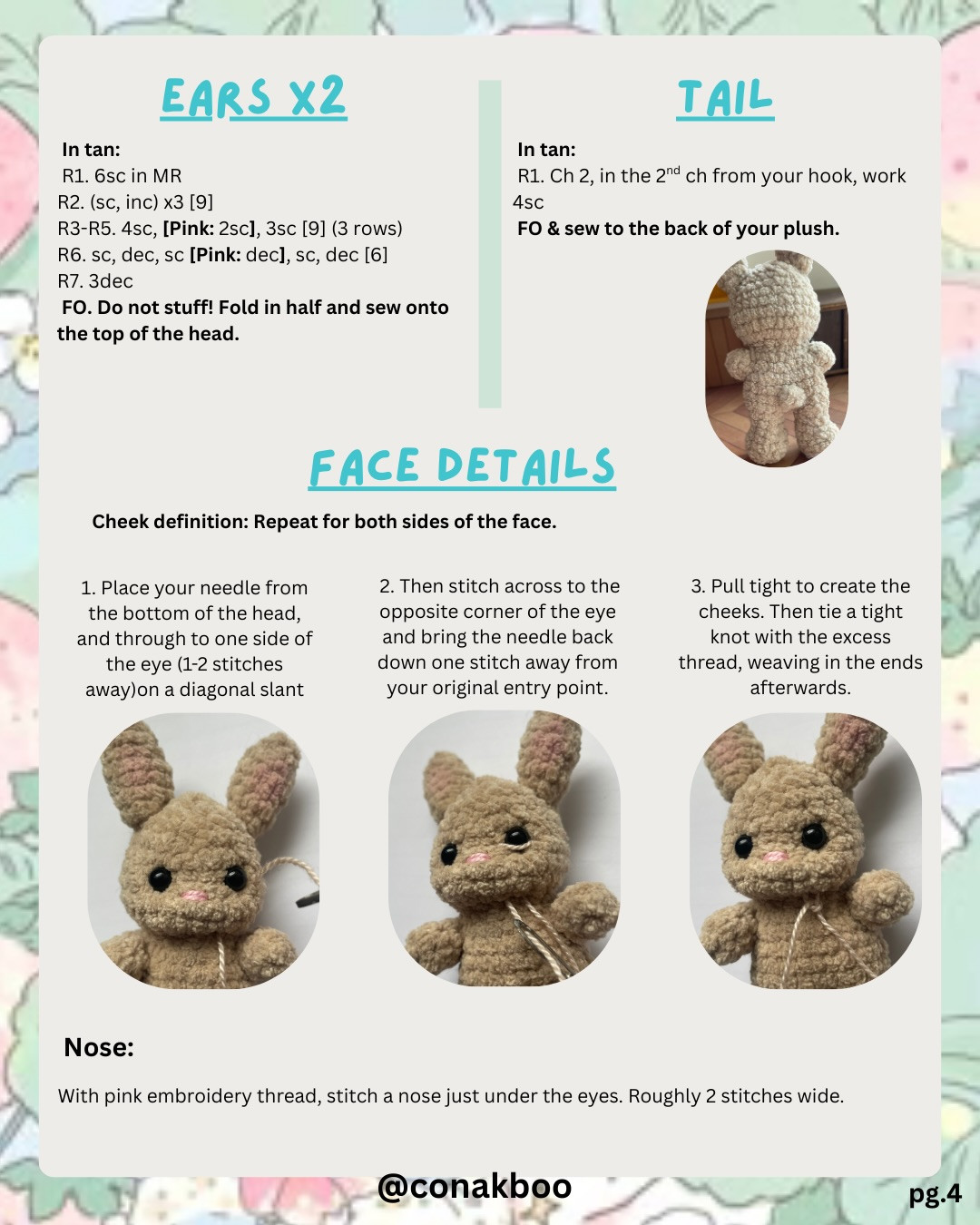 Free Crochet Pattern: Baby Bunny Amigurumi with Green Jumper by Conakboo