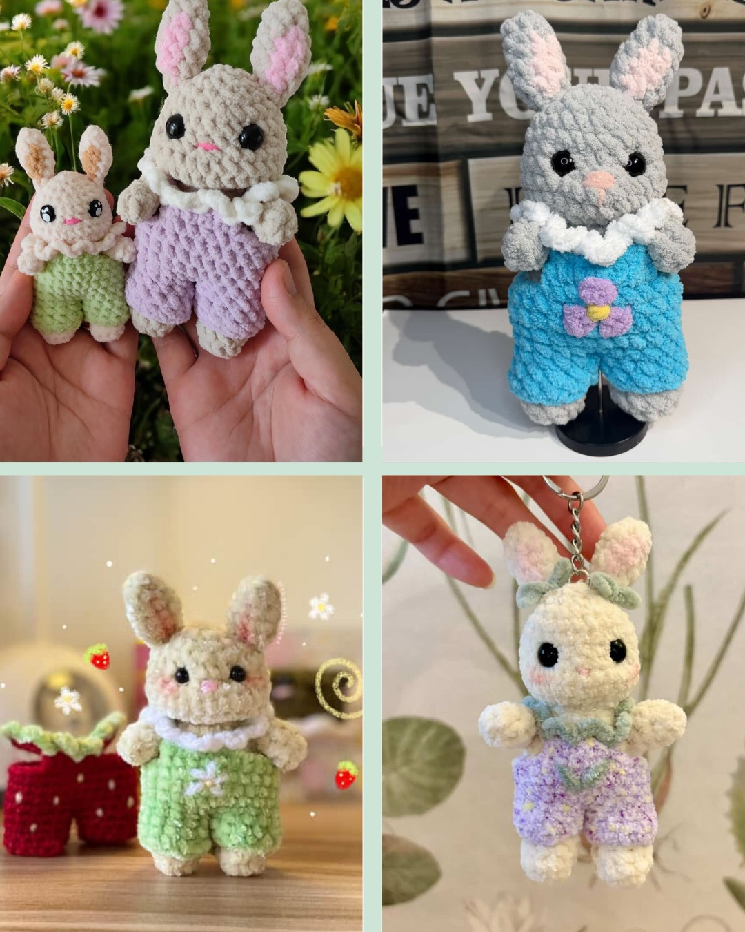 Free Crochet Pattern: Baby Bunny Amigurumi with Green Jumper by Conakboo