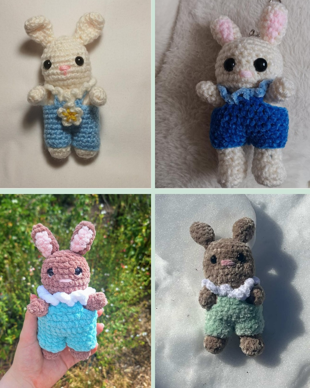 Free Crochet Pattern: Baby Bunny Amigurumi with Green Jumper by Conakboo