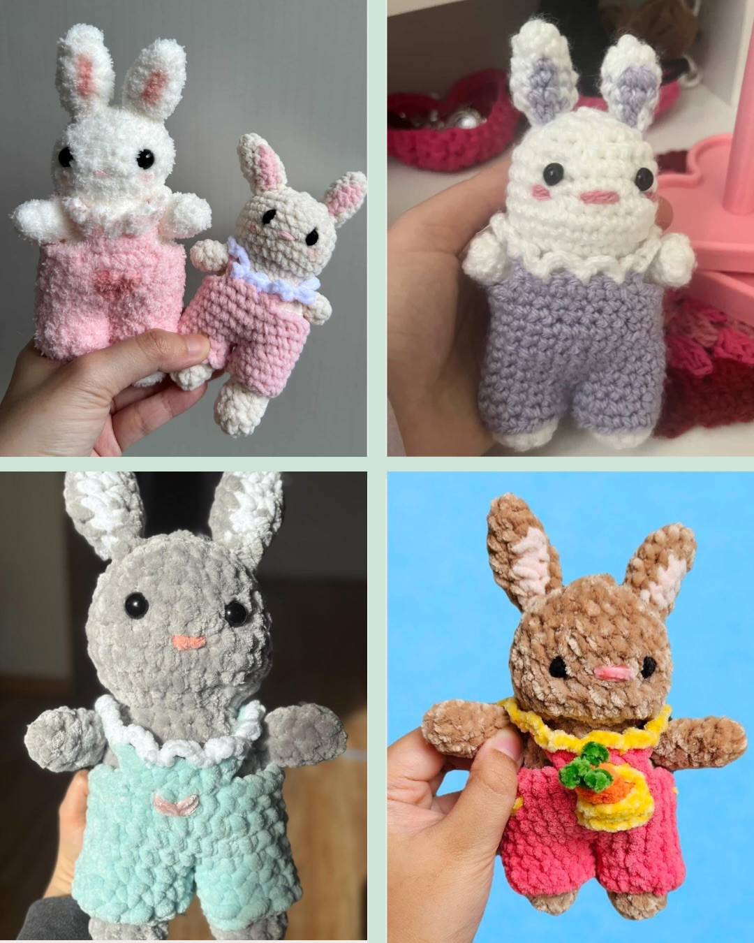 Free Crochet Pattern: Baby Bunny Amigurumi with Green Jumper by Conakboo