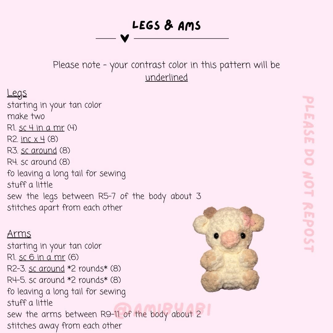 Free Crochet Pattern: Baby Strawberry Cow Amigurumi by Amibyabi