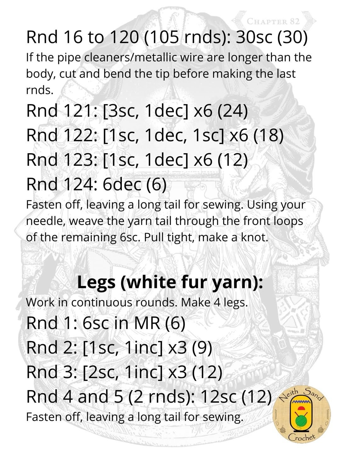 Free Crochet Pattern: Brushbuddy (Witch Hat Atelier Inspired) - White Fur Yarn Amigurumi Doll Tutorial