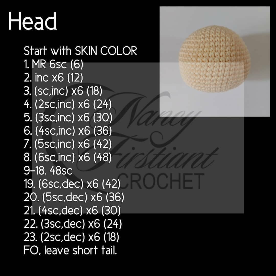 Free Crochet Pattern: BTS Jimin Amigurumi Doll - Head, Body & Legs Instructions