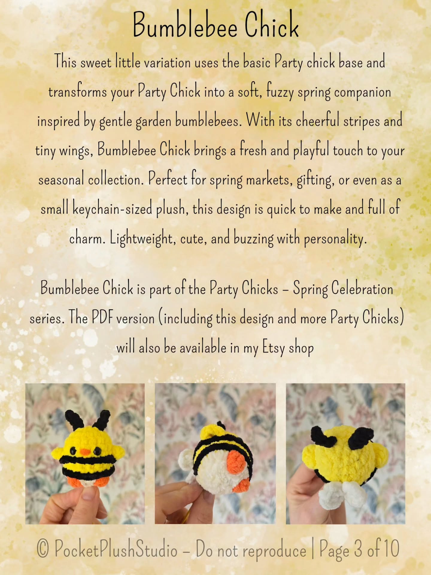 Free Crochet Pattern: Bumblebee Chick - Cute Yellow and Black Striped Amigurumi Doll