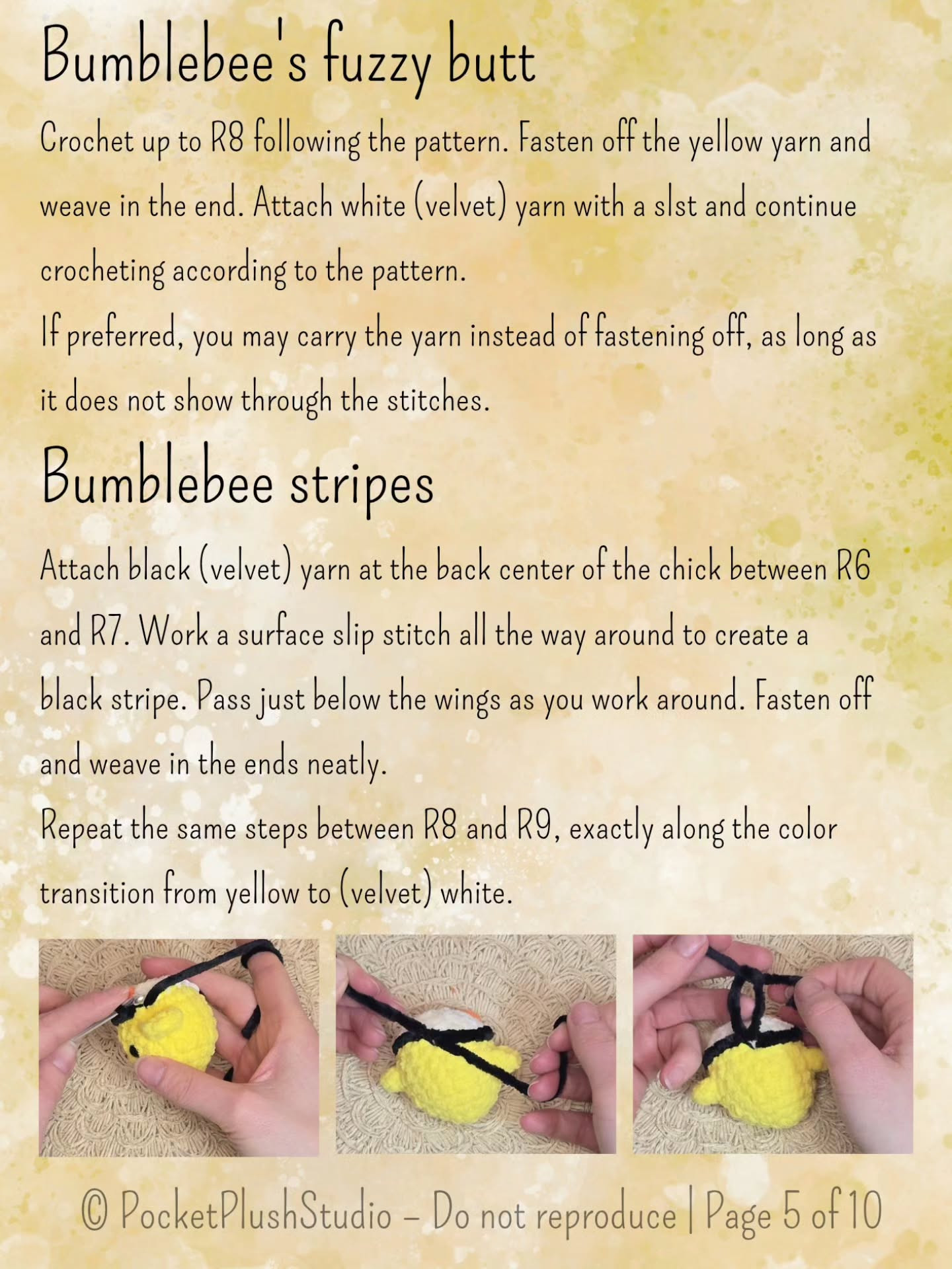 Free Crochet Pattern: Bumblebee Chick - Cute Yellow and Black Striped Amigurumi Doll