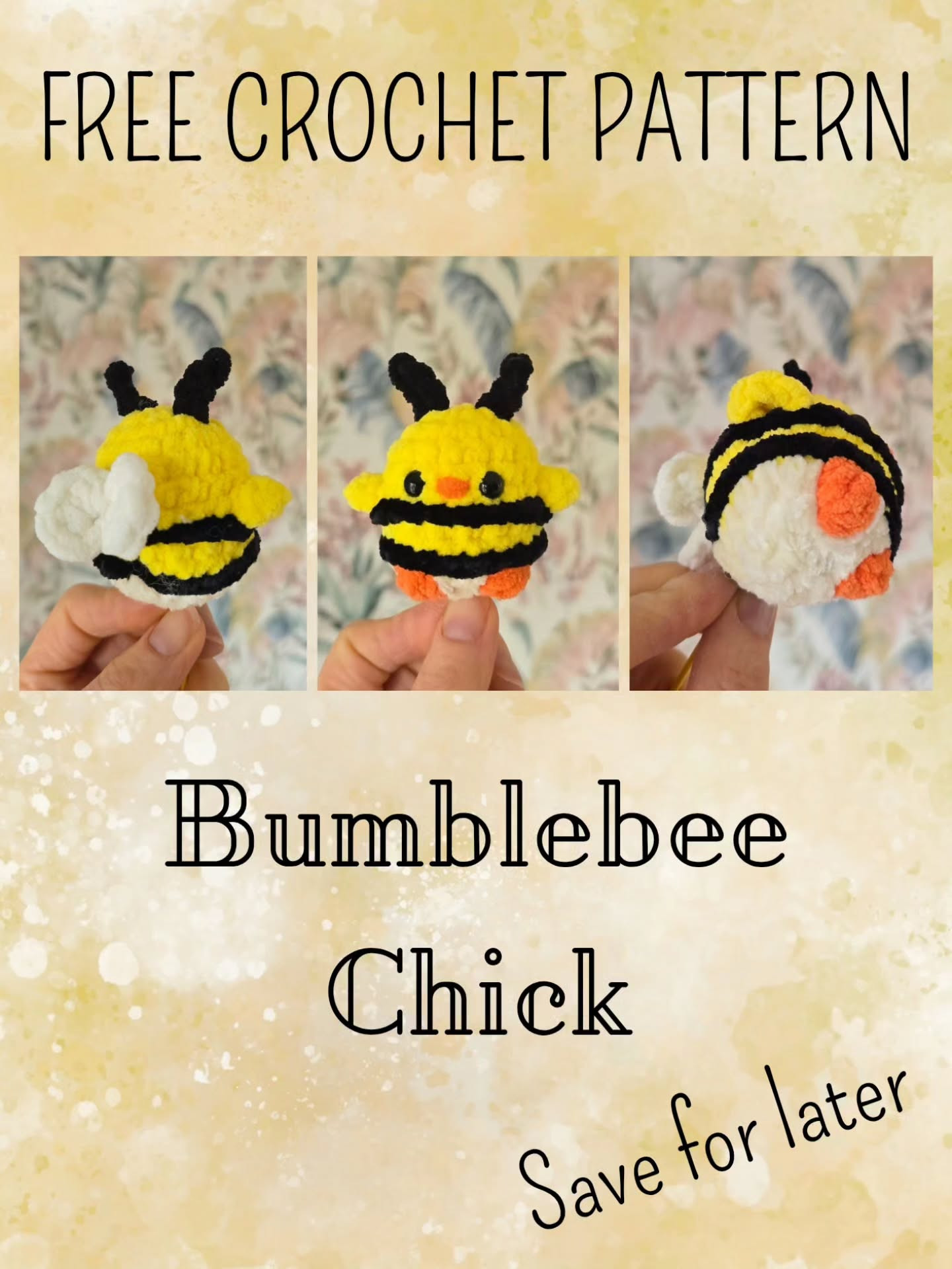 Free Crochet Pattern: Bumblebee Chick - Cute Yellow and Black Striped Amigurumi Doll