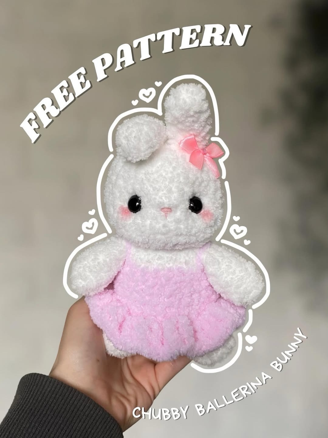 Free Crochet Pattern: Chubby Ballerina Bunny with Pink Dress