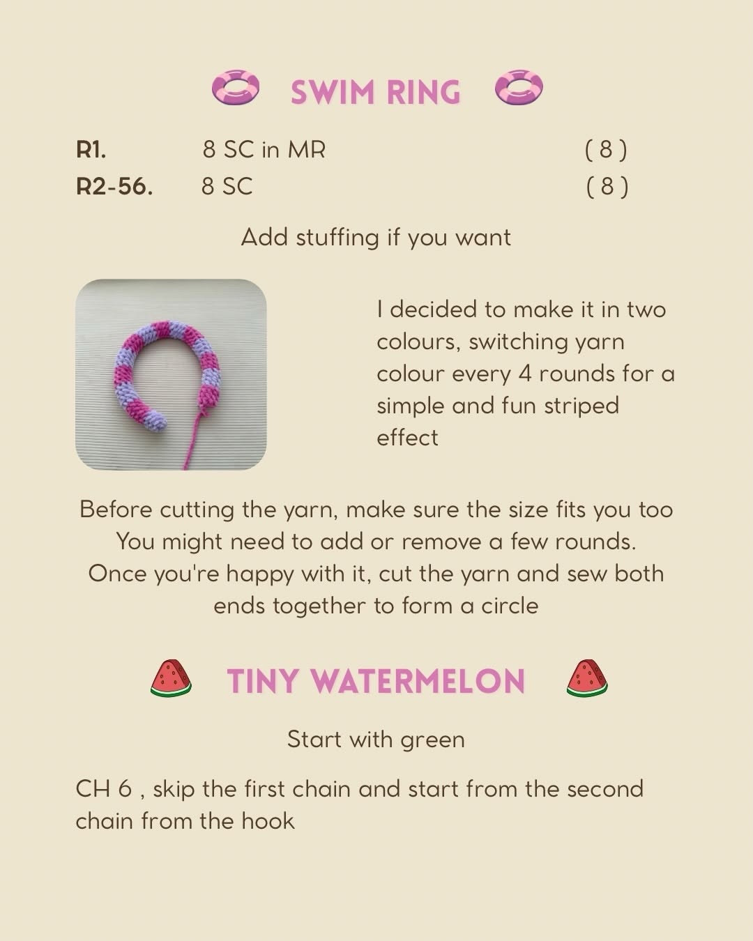Free Crochet Pattern: Chubby Summer Capybara with Watermelon and Swim Ring