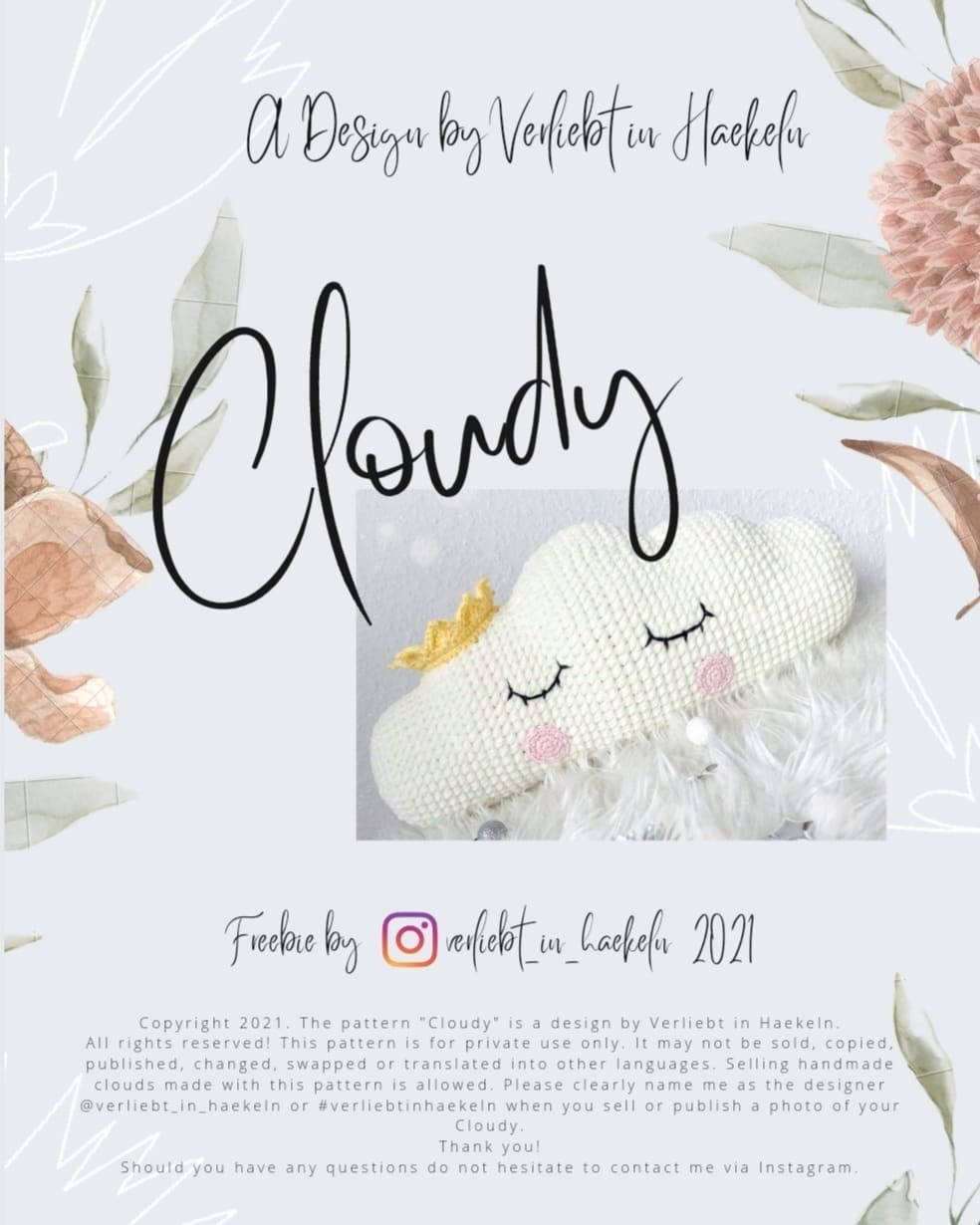Free Crochet Pattern: Cloudy Amigurumi with Crown by Verliebt in Haekeln