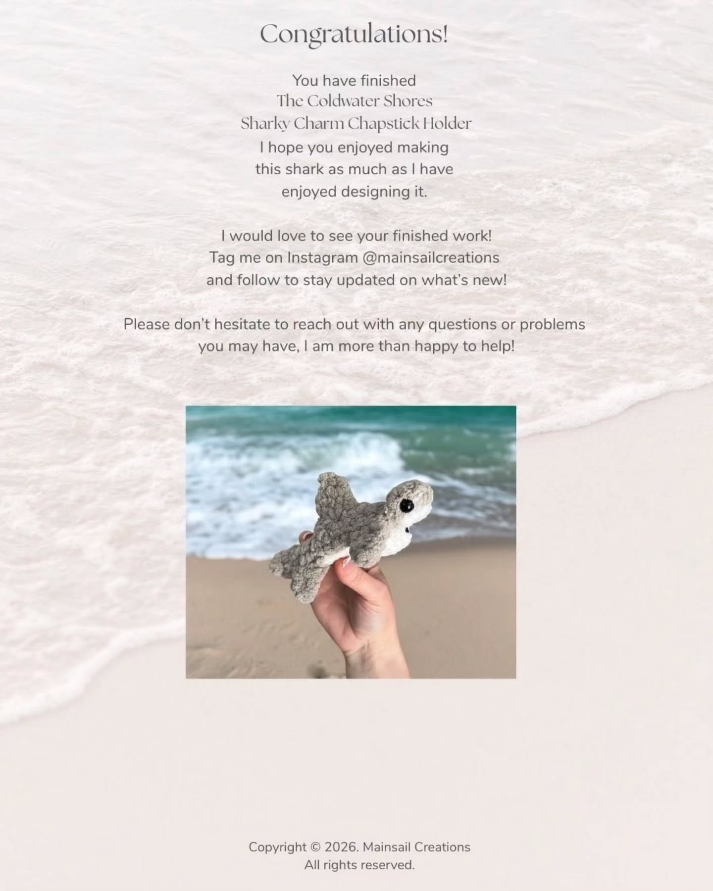 Free Crochet Pattern: Coldwater Shores Sharky Charm Chapstick Holder