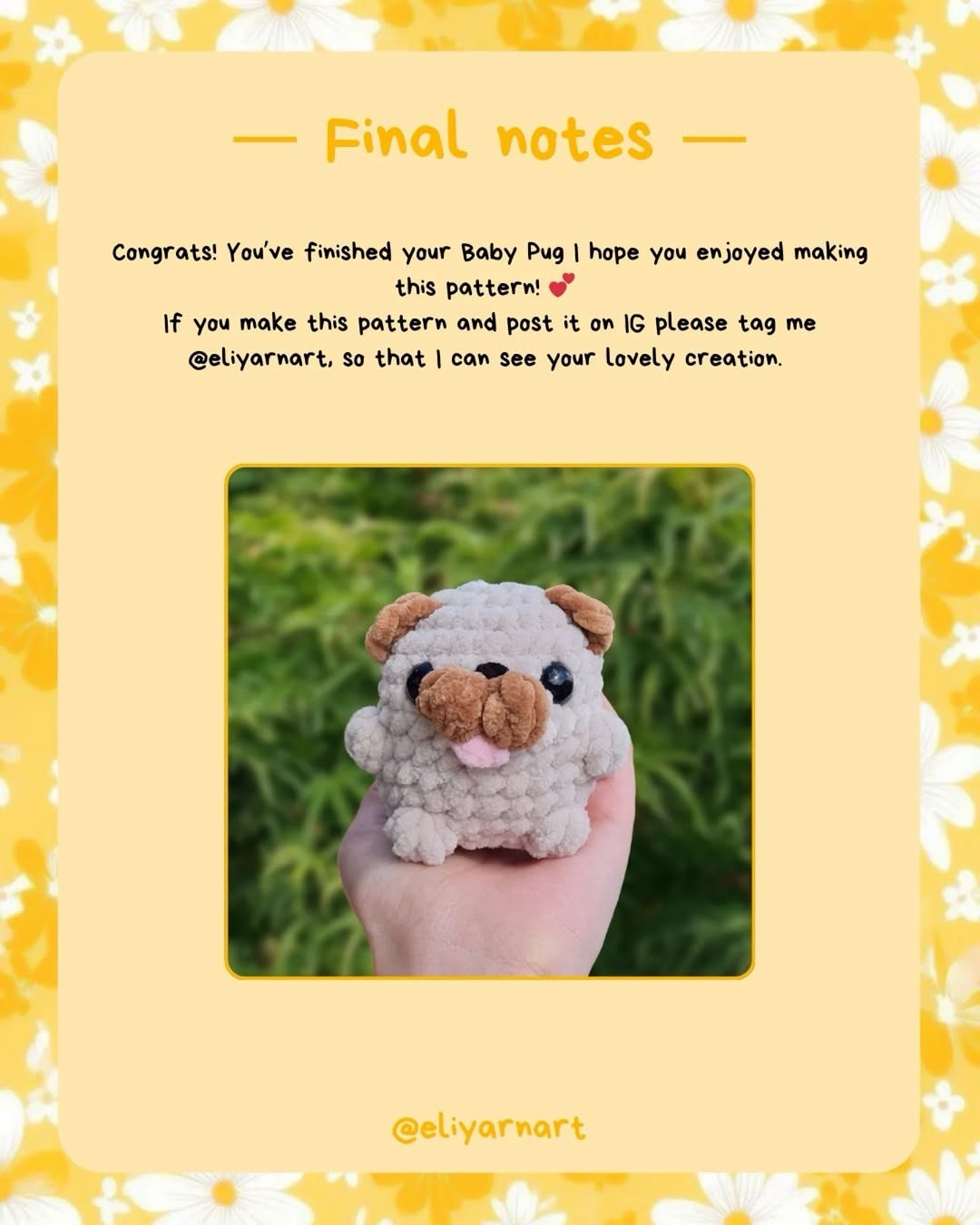 Free Crochet Pattern: Cute Baby Pug Amigurumi with Chenille Yarn