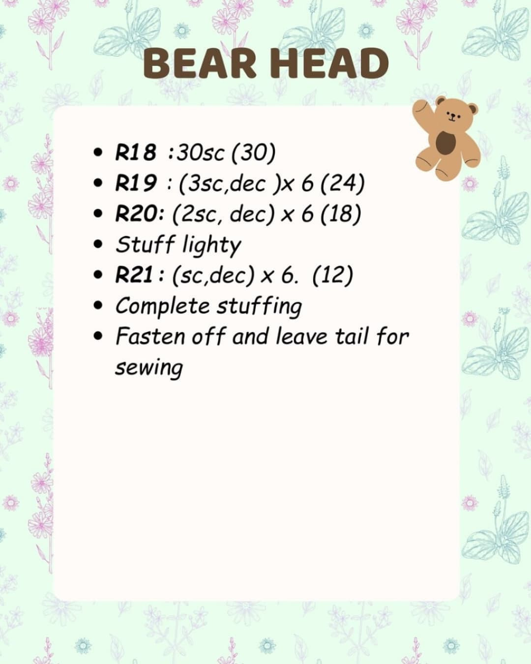 Free Crochet Pattern: Cute Brown Bear in Blue Mug with Purple Scarf
