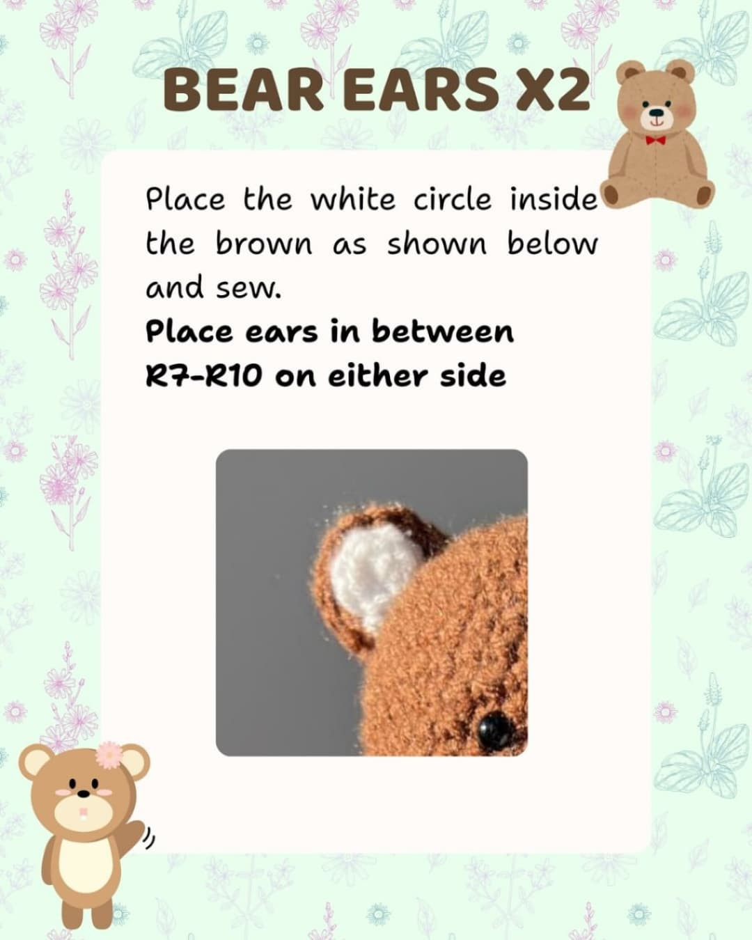 Free Crochet Pattern: Cute Brown Bear in Blue Mug with Purple Scarf