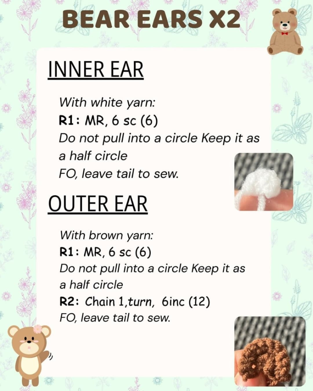 Free Crochet Pattern: Cute Brown Bear in Blue Mug with Purple Scarf