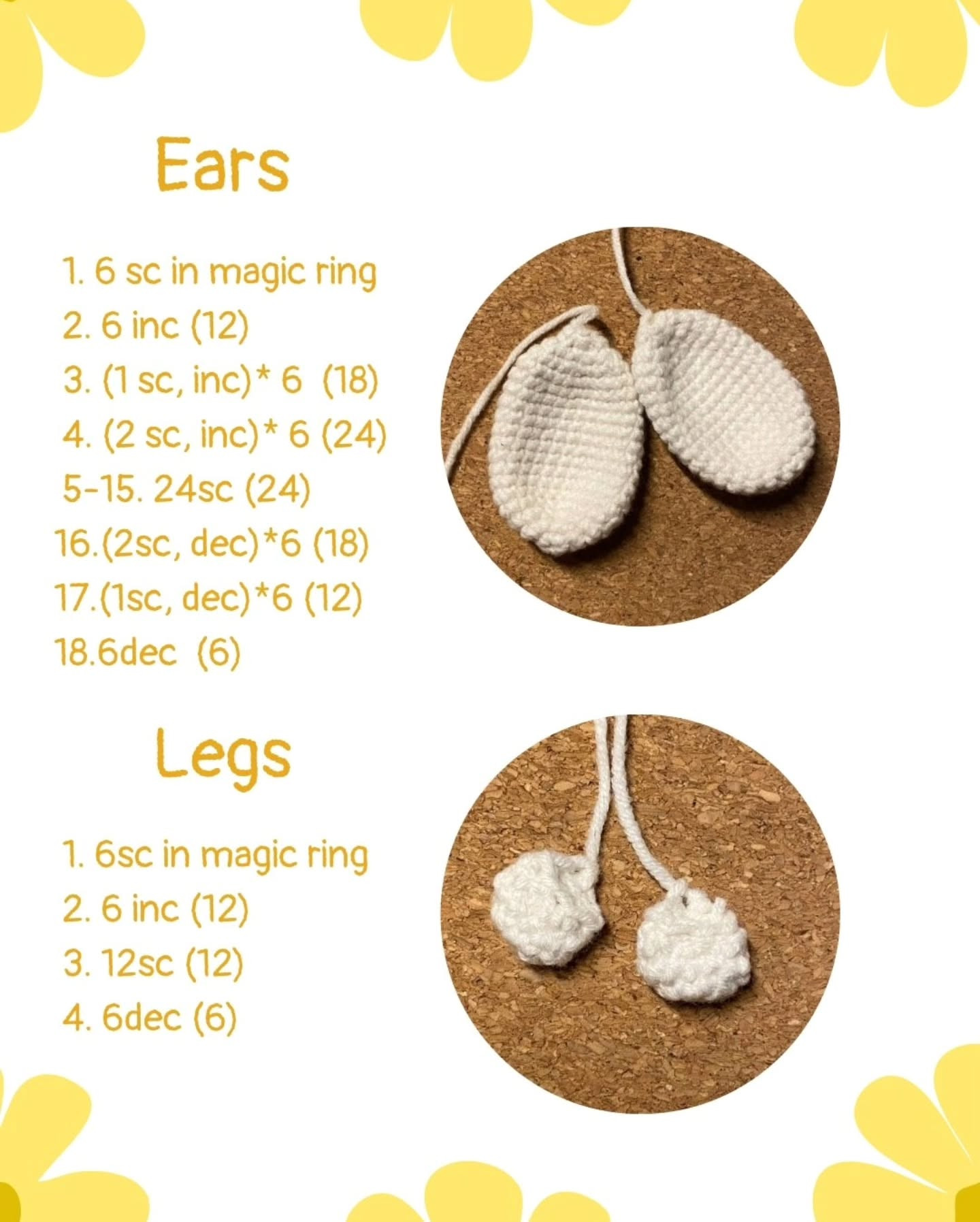 Free Crochet Pattern: Cute Bunny with Yellow Flower - Amigurumi Tutorial