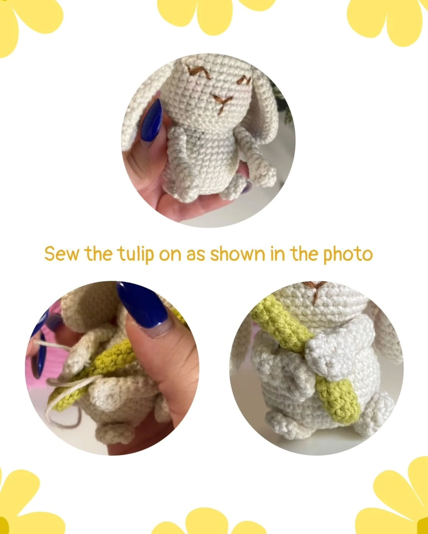 Free Crochet Pattern: Cute Bunny with Yellow Flower - Amigurumi Tutorial